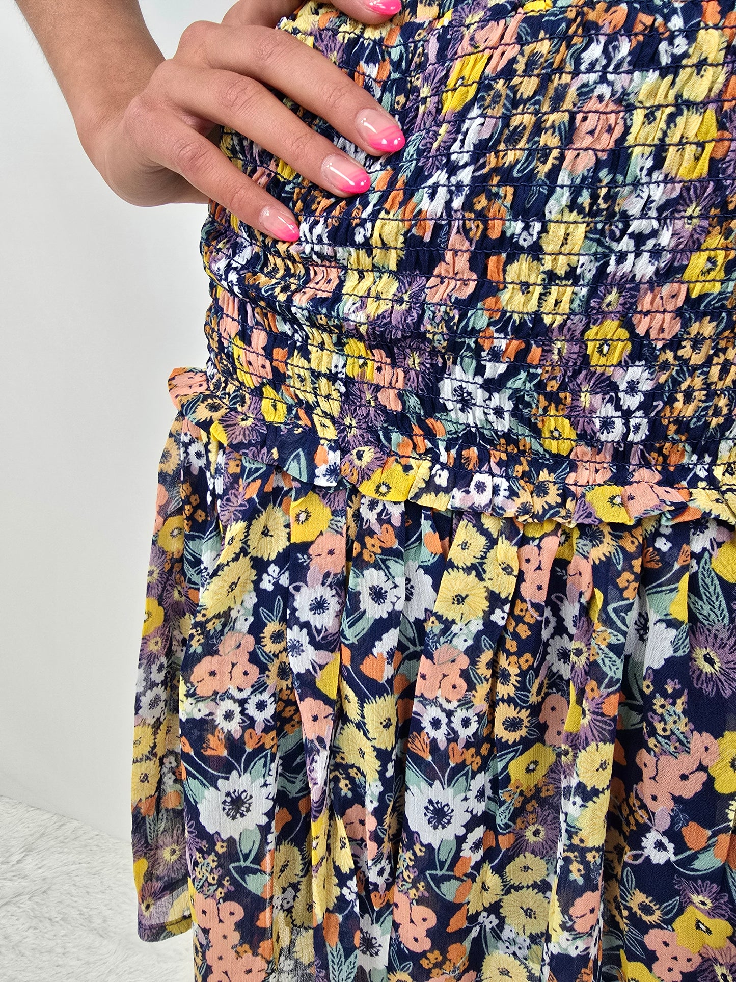 Navy Floral Skirt