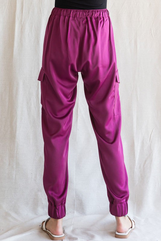 Magenta Satin Jogger