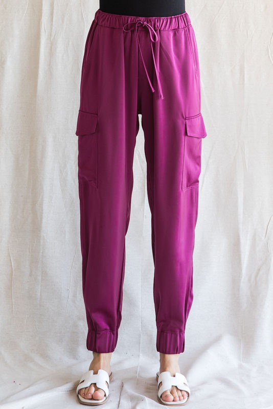 Magenta Satin Jogger