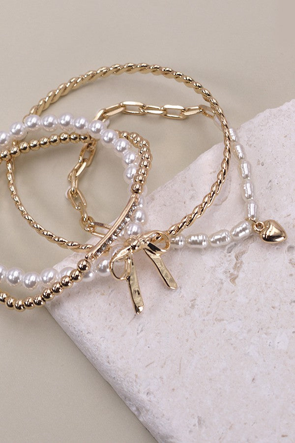 Pearl/Bow Trio Bracelet