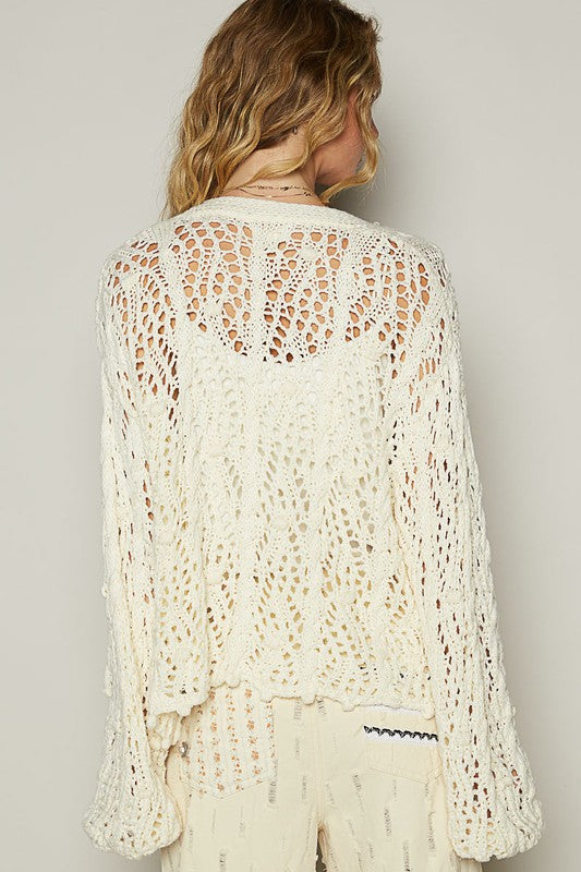 Ivory Crochet Cardigan