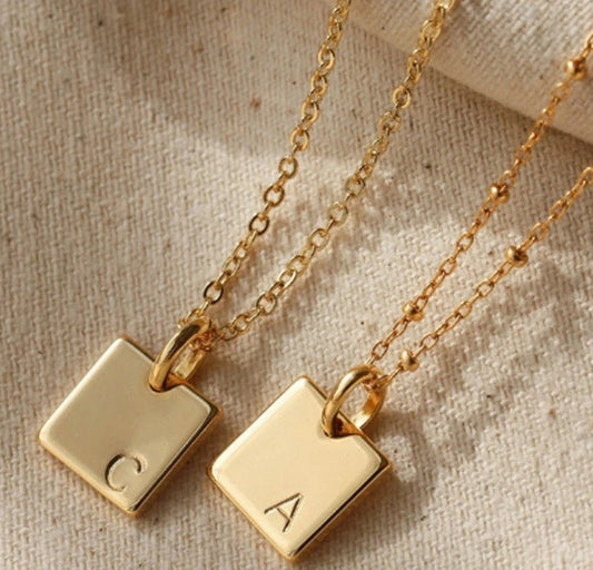 Square Initial Necklace