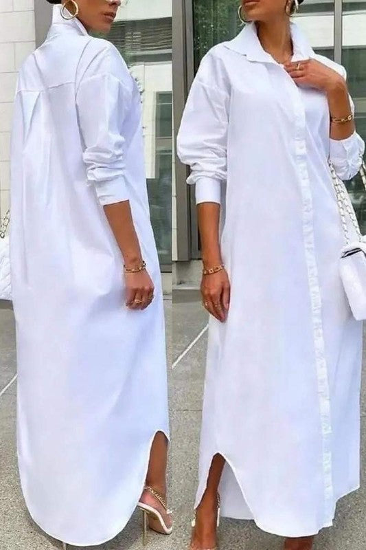 White Long Shirt Dress