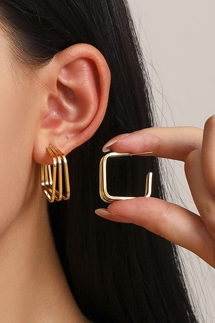 Water Resistant Square Hoop Earrings