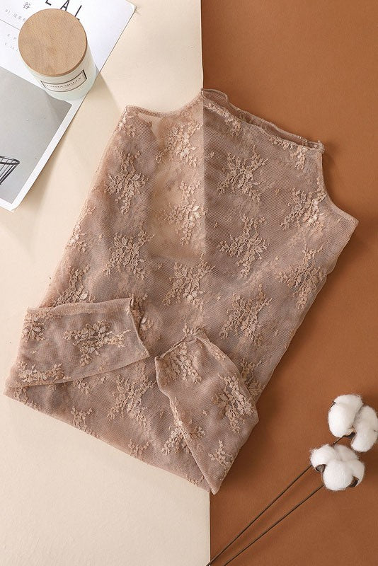 Coffee Lace Mesh Top