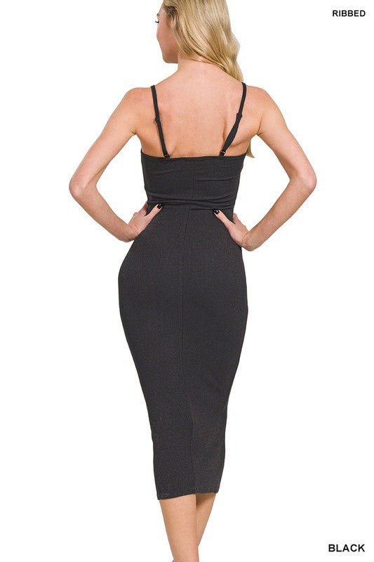 Black Bodycon Midi Dress