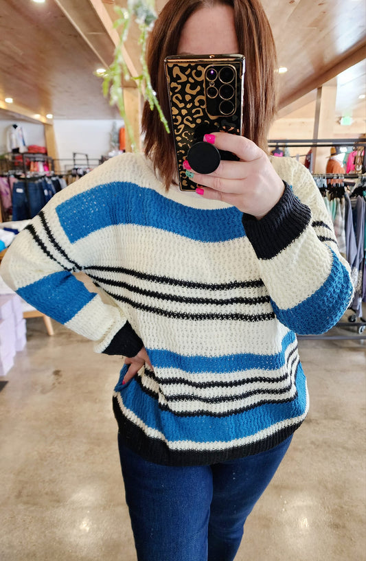 Blue Striped Sweater - sale