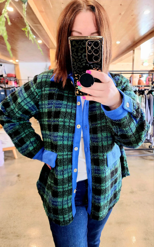 Green Checkered Shacket