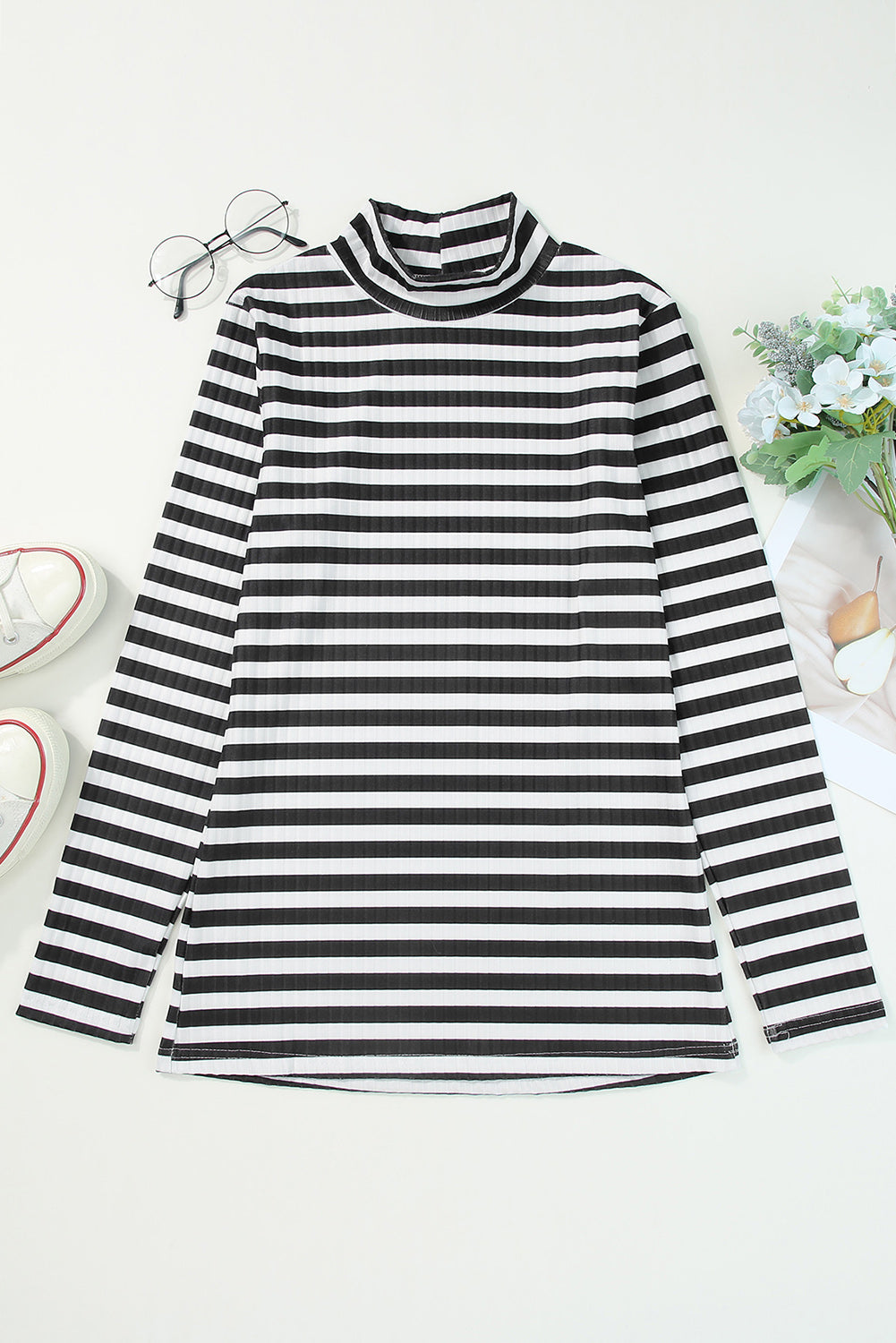 Stripe Mock Neck Top - sale