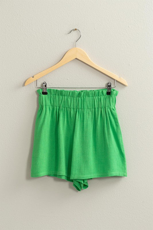 Green Linen Shorts