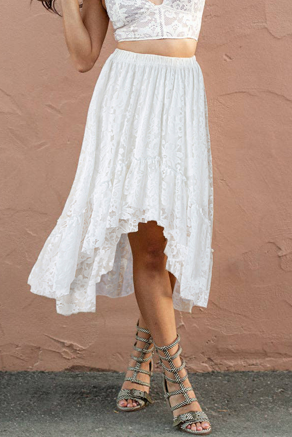 White Lace Midi Skirt