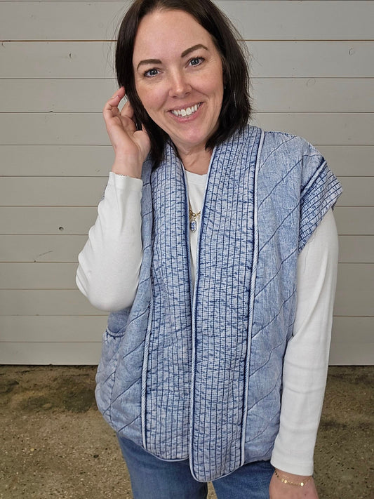 Quilted Chambray Vest