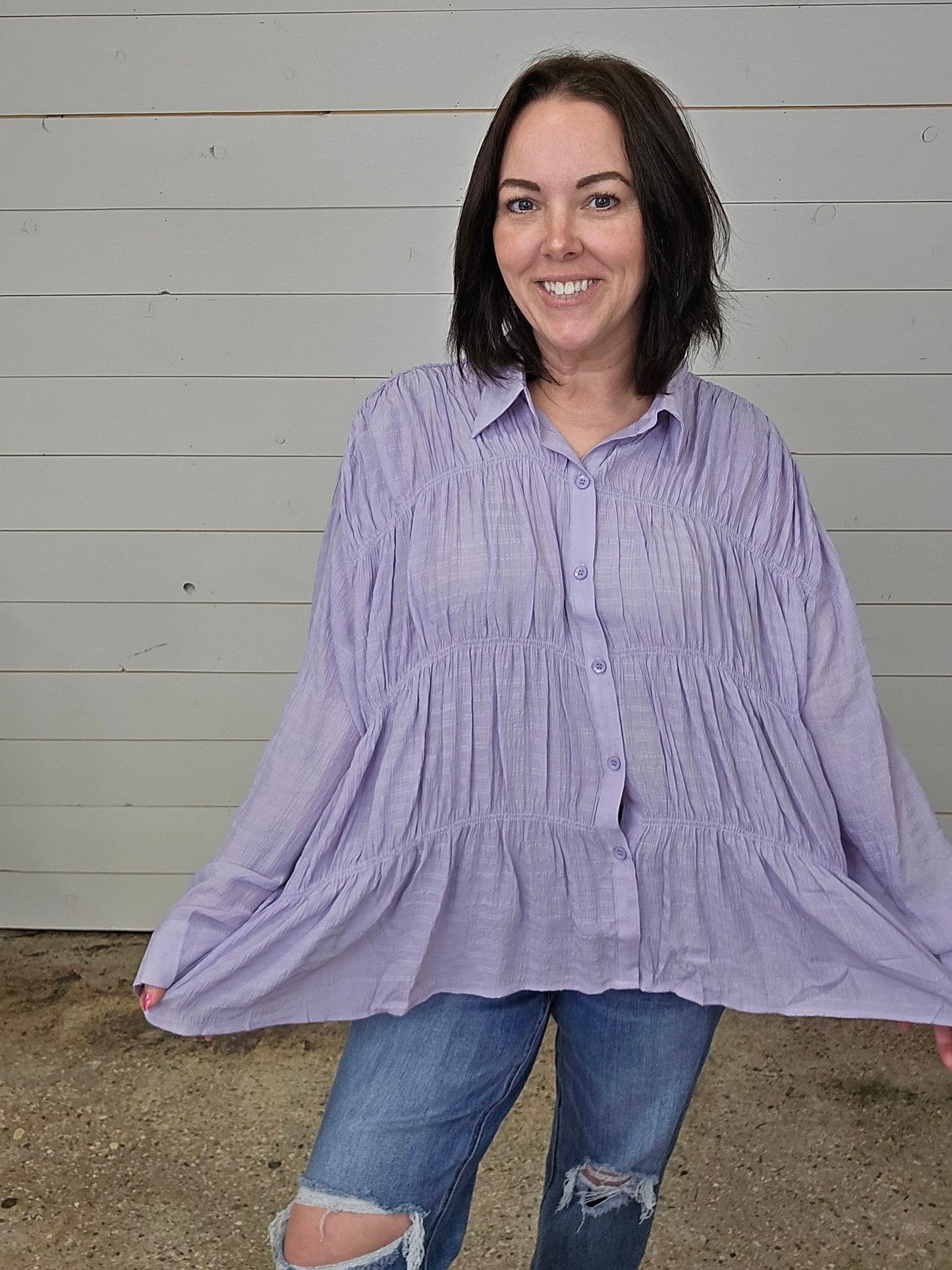 Lilac Ruched Blouse