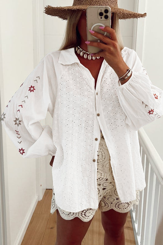 Embroidered Eyelet Blouse