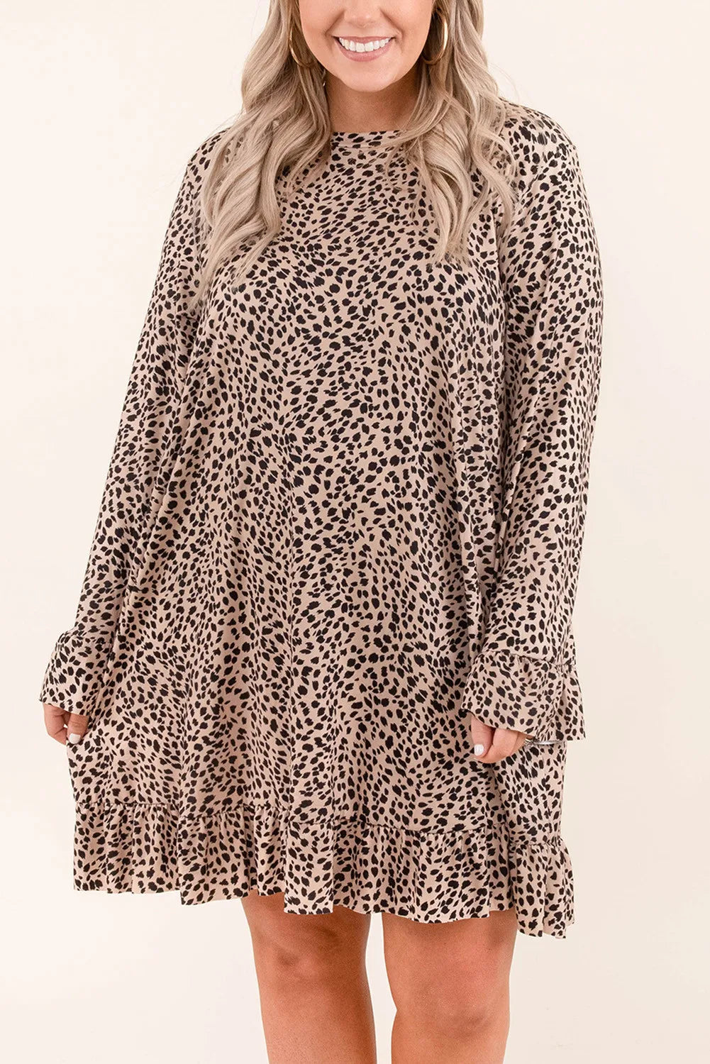 Leopard Ruffle Curvy Dress - sale