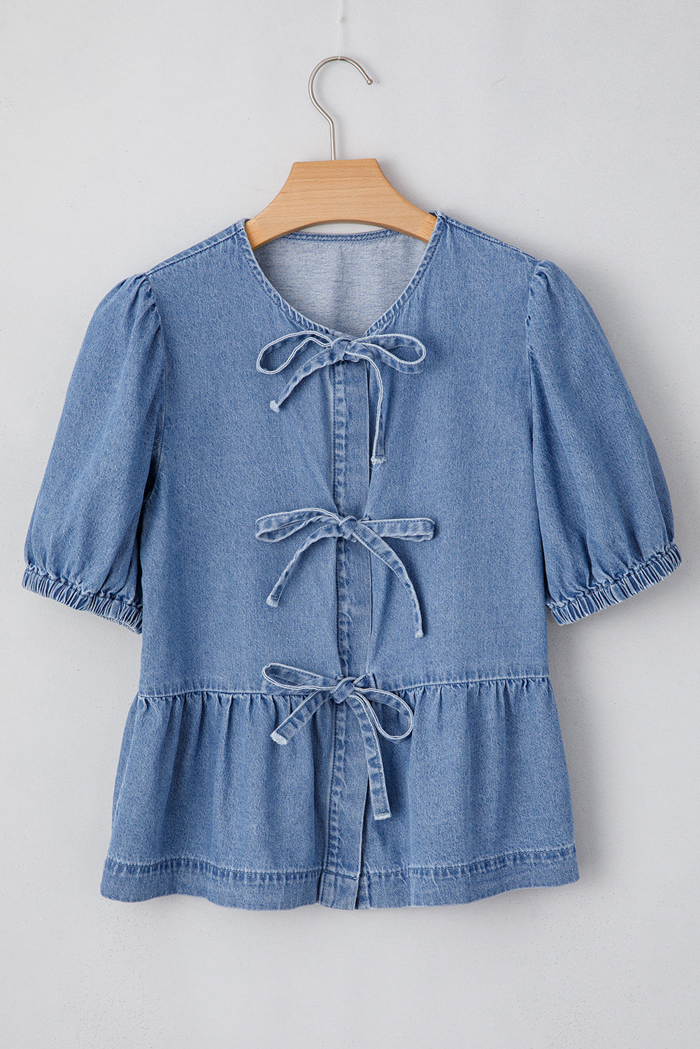 Denim Tie Peplum Shirt