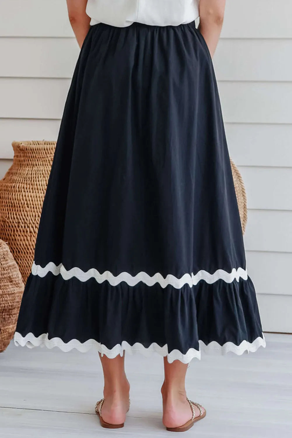 Black Ricrac Trim Skirt
