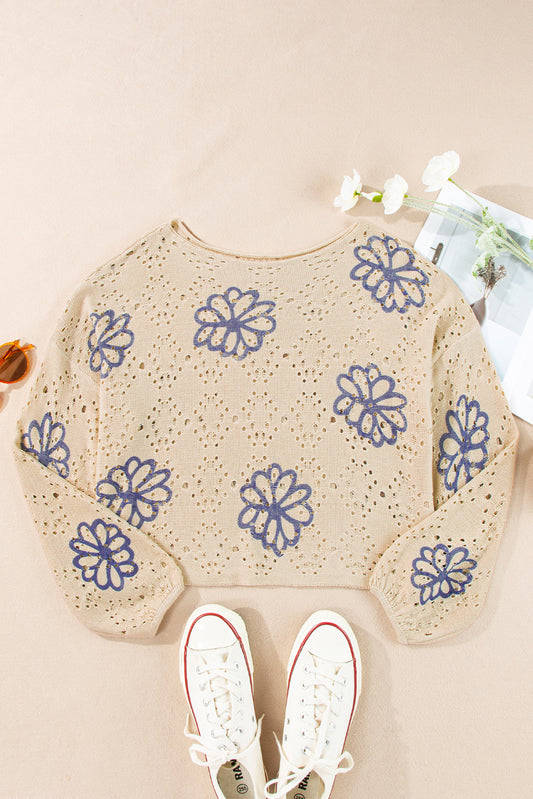 Beige Flower Sweater - sale