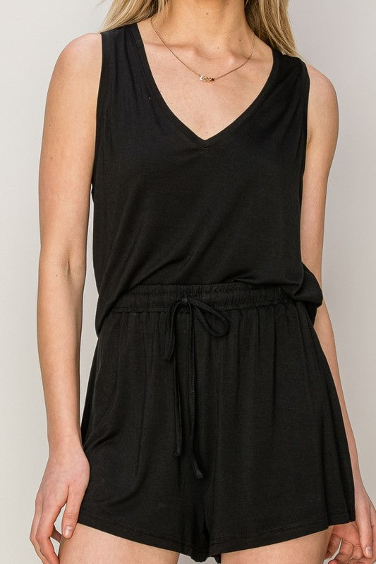 Black V Neck Short SET - sale