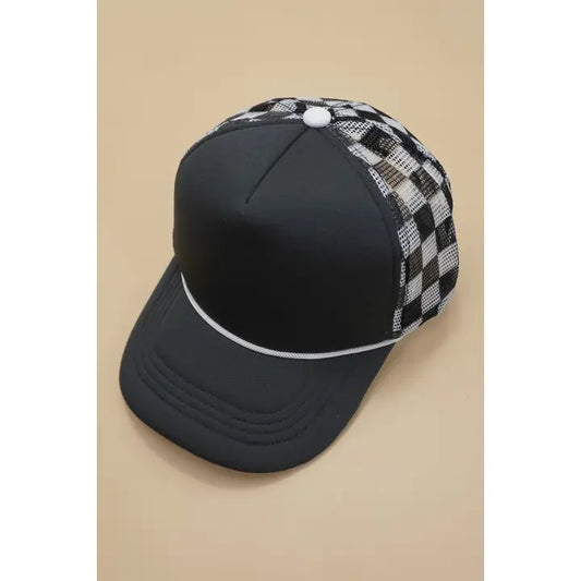 Black Checkered Baseball Hat