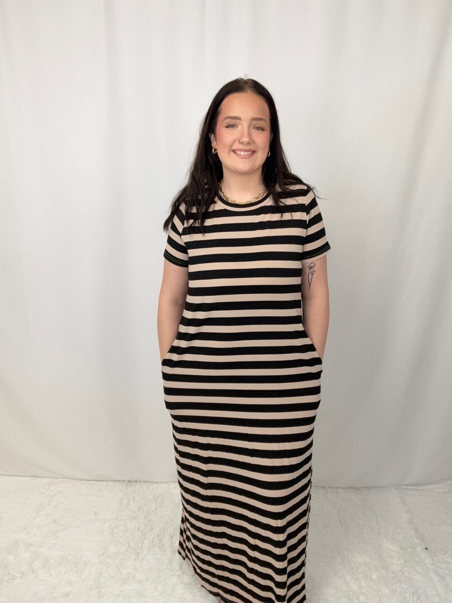 Tessa Taupe/Black Stripe Dress