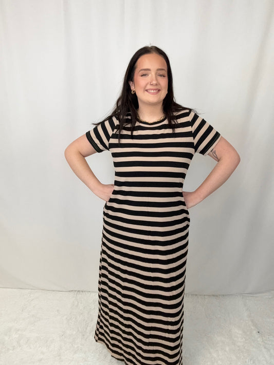 Tessa Taupe/Black Stripe Dress