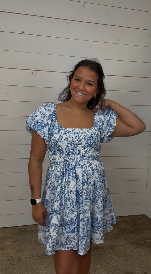 Blue/White Floral Dress