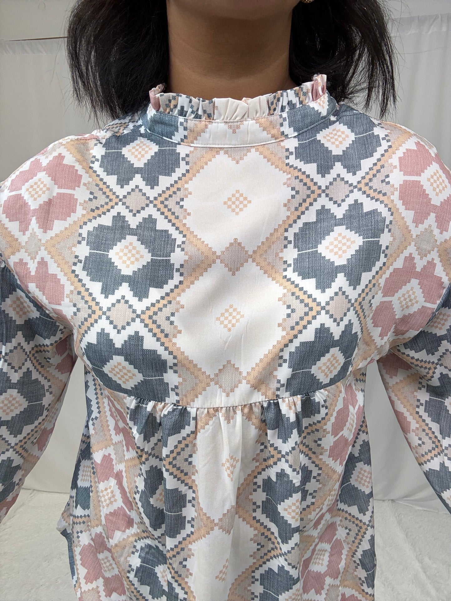 Geometric Sage Blouse