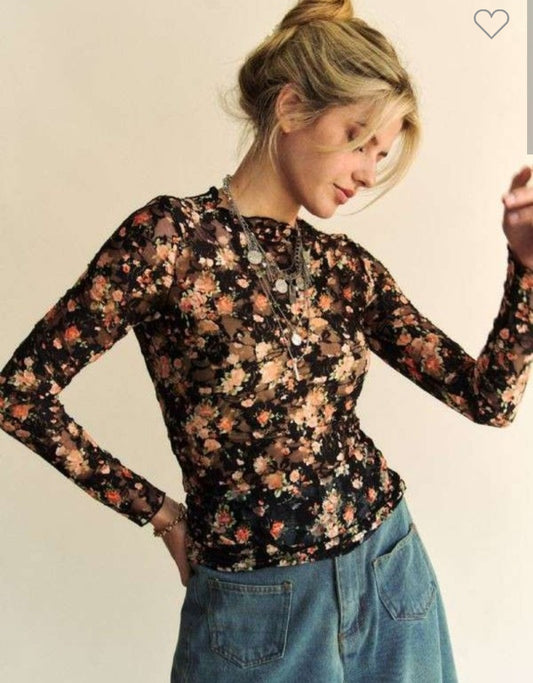 Floral Mesh Layering Top - sale