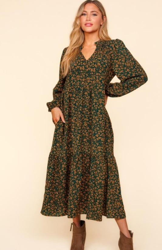 Green Floral Maxi Dress