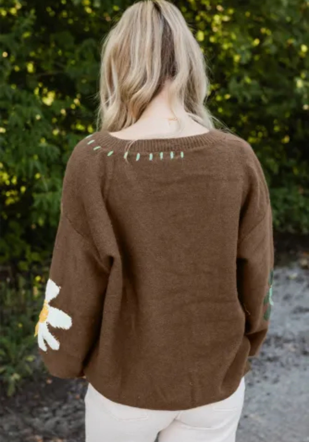 Big Flower Brown Sweater