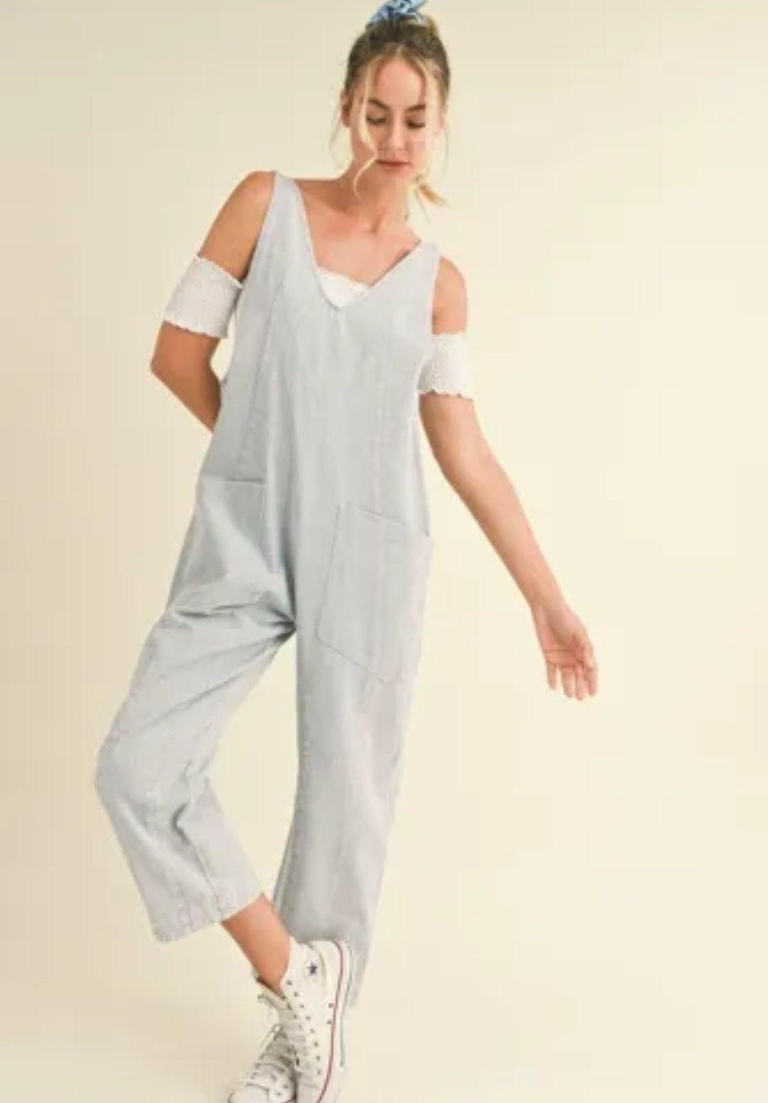 Denim V-Neck Overall