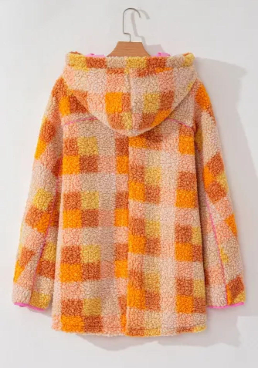 Orange Plaid Sherpa Jacket