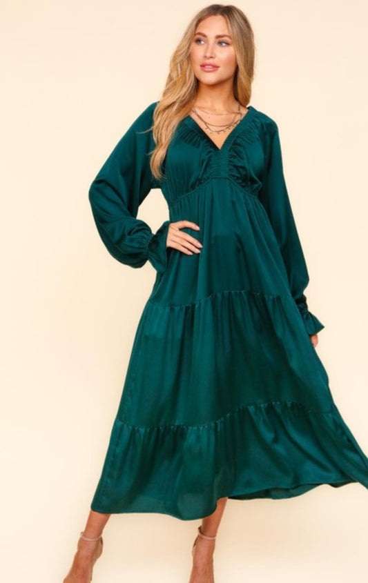 Hunter Green Satin Dress