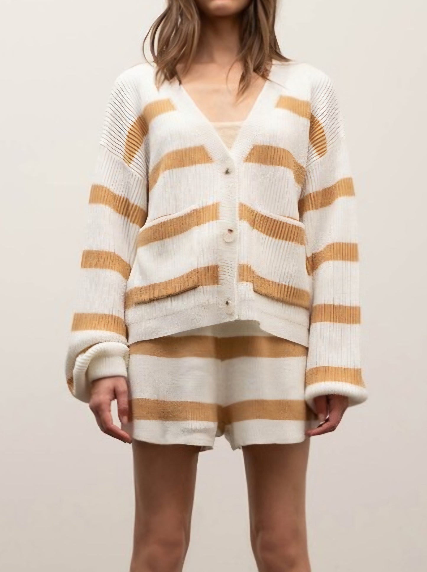 Stripe Mustard Short SET