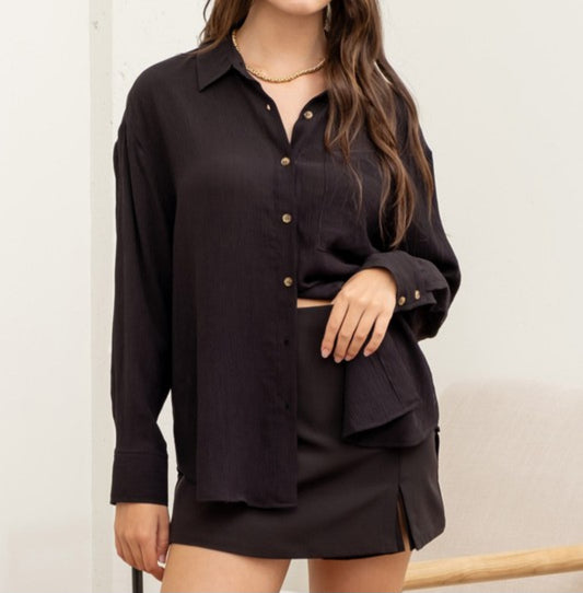 Black Textured Blouse