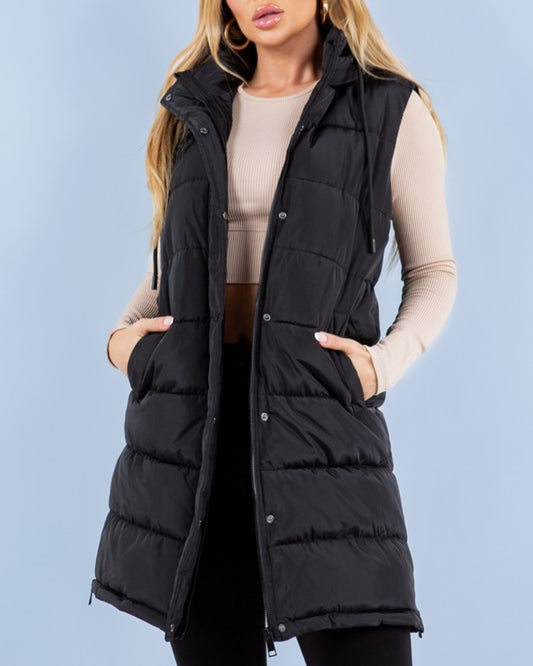 Black Long Puffer Vest