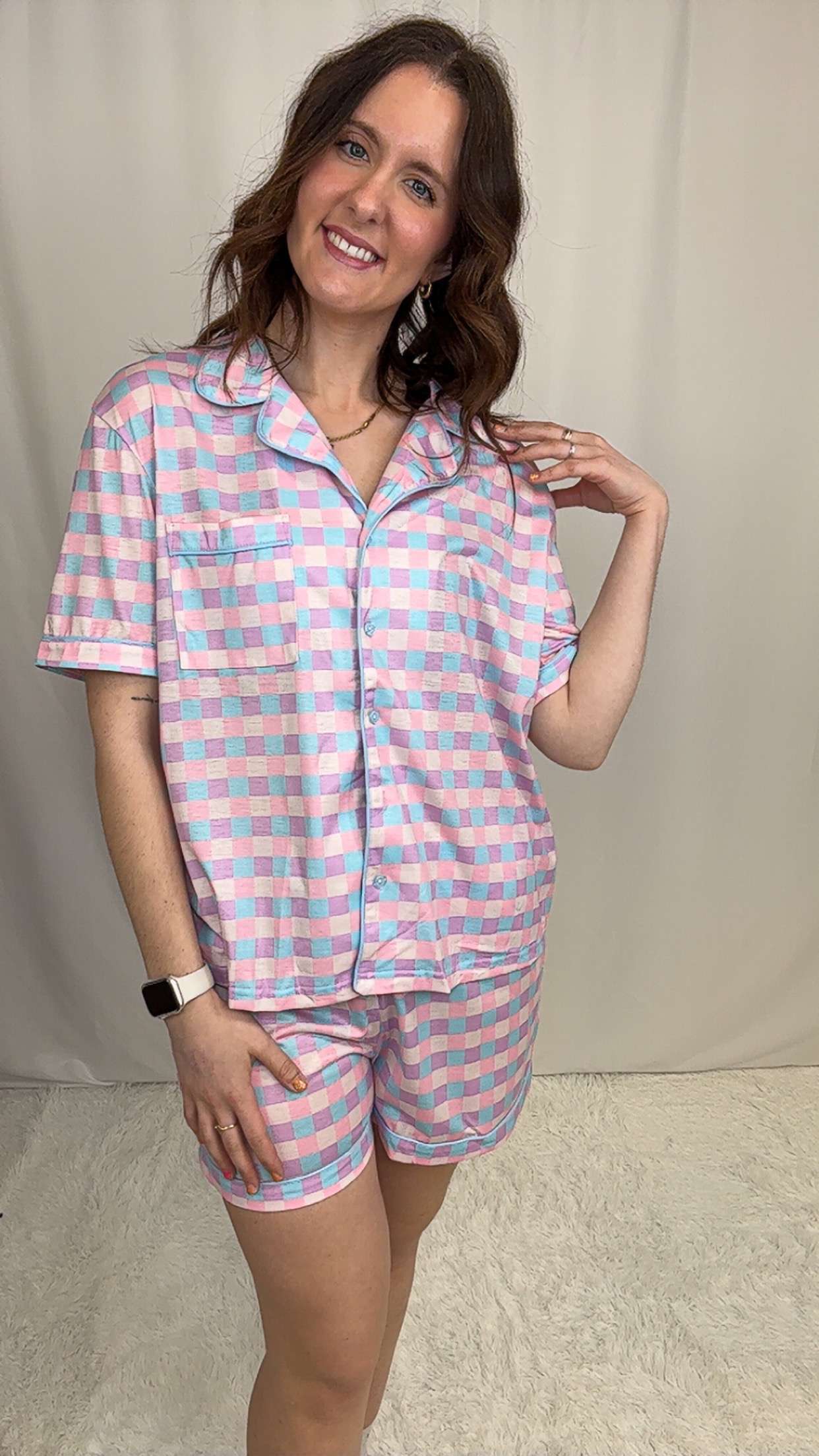 Purple Plaid PJ SET