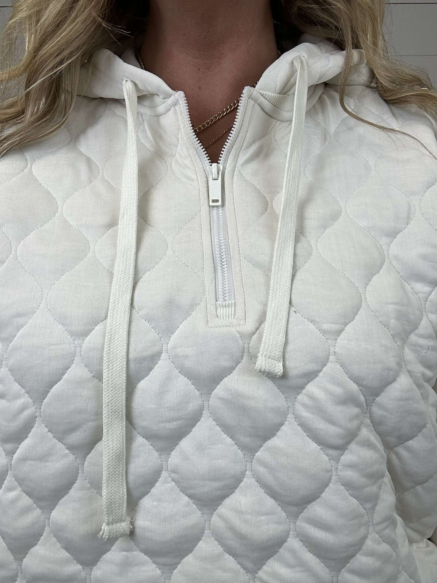 Quilted Half Zip Hoodie - sale