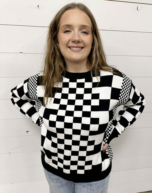 Black Checkered Sweater