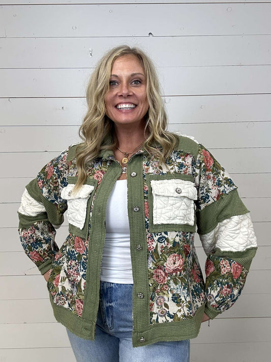 Olive Patchwork Shacket