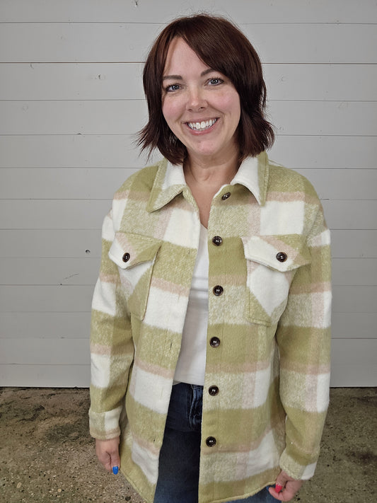 Sage Green Plaid Shacket