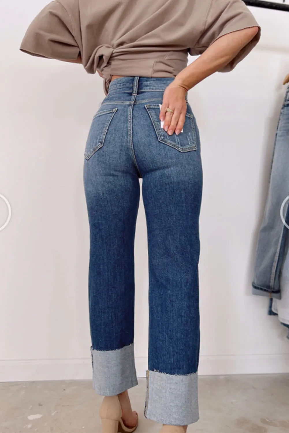 Wide Cuff Straight Leg Jean