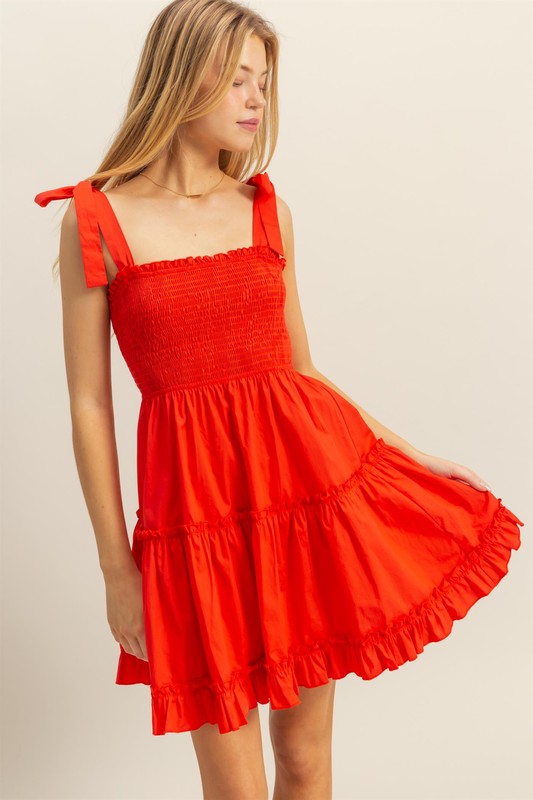 Reese Red Poplin Dress