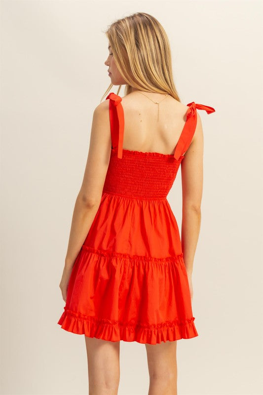 Reese Red Poplin Dress