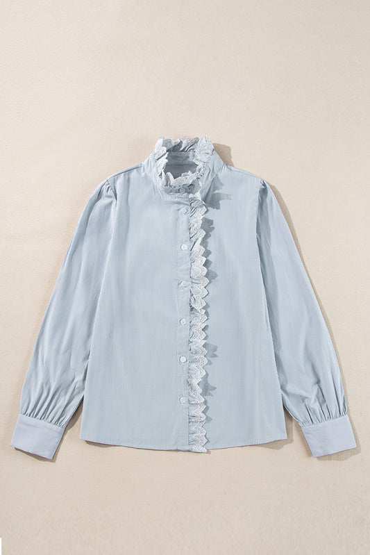 Blue Stripe Frill Blouse