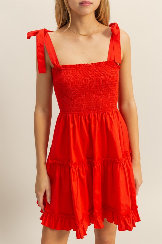 Reese Red Poplin Dress