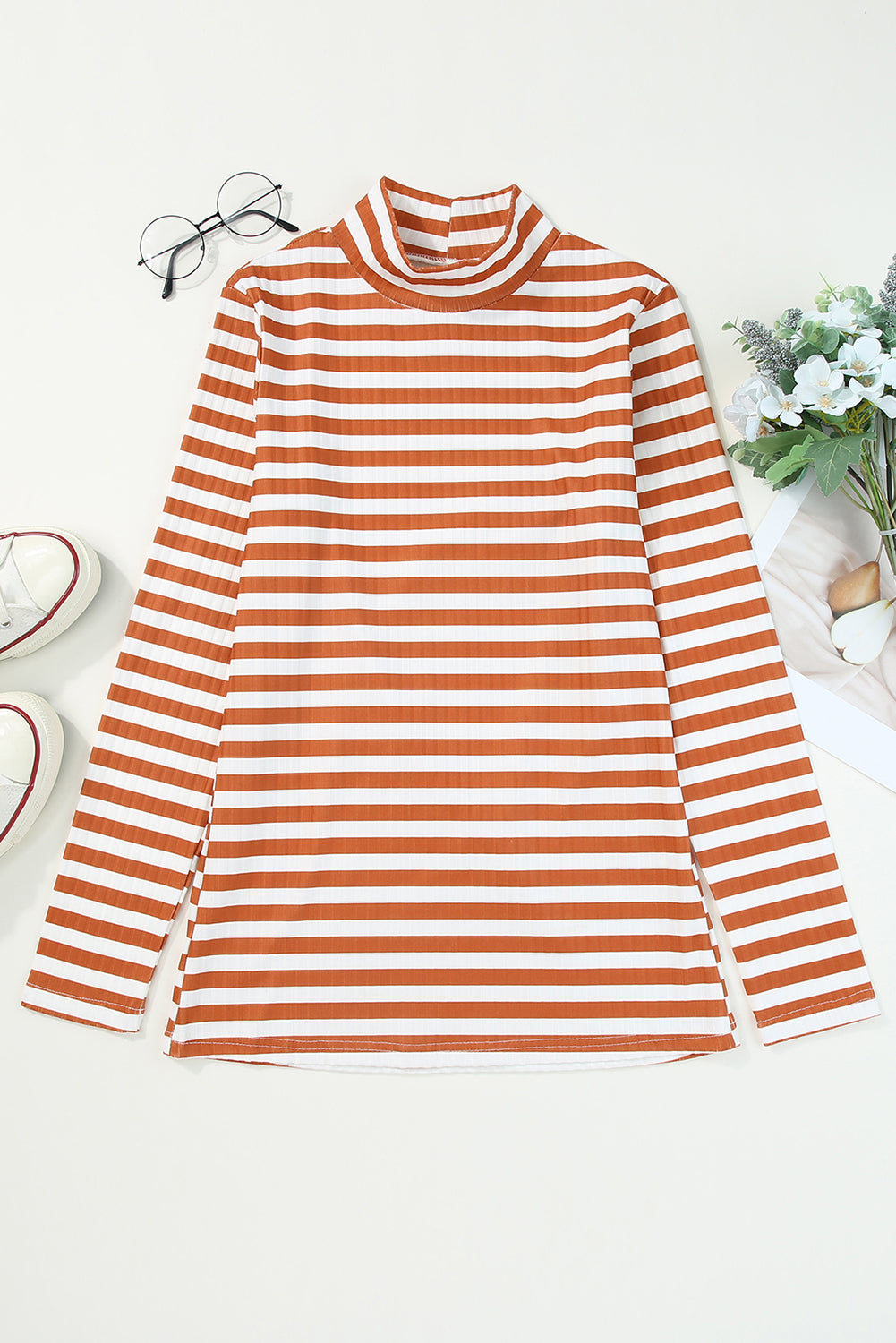 Stripe Mock Neck Top - sale