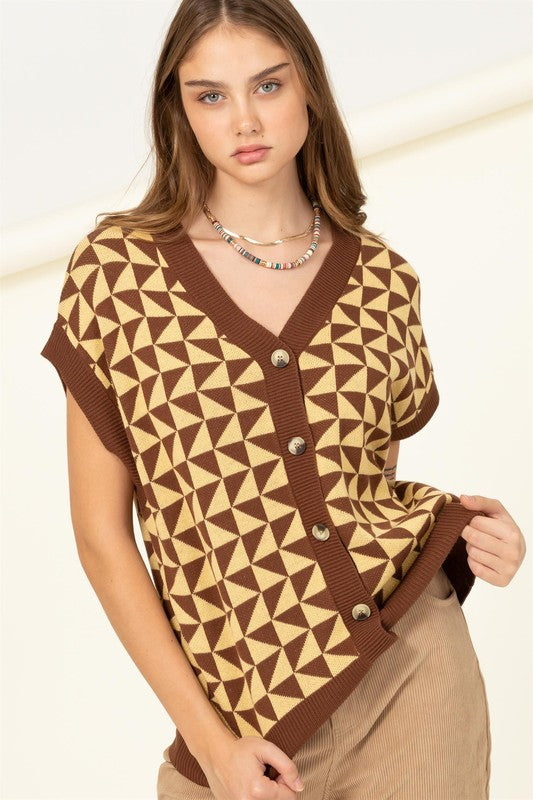 Brown Geometric Vest