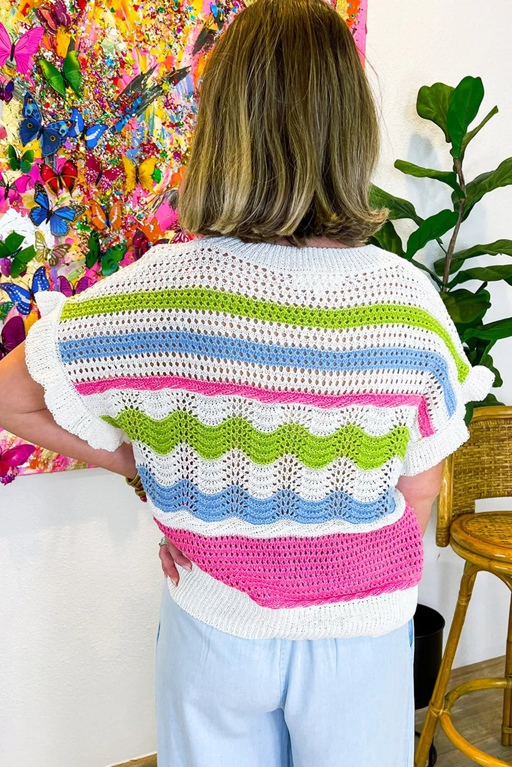 Colorful Crochet Sweater Top